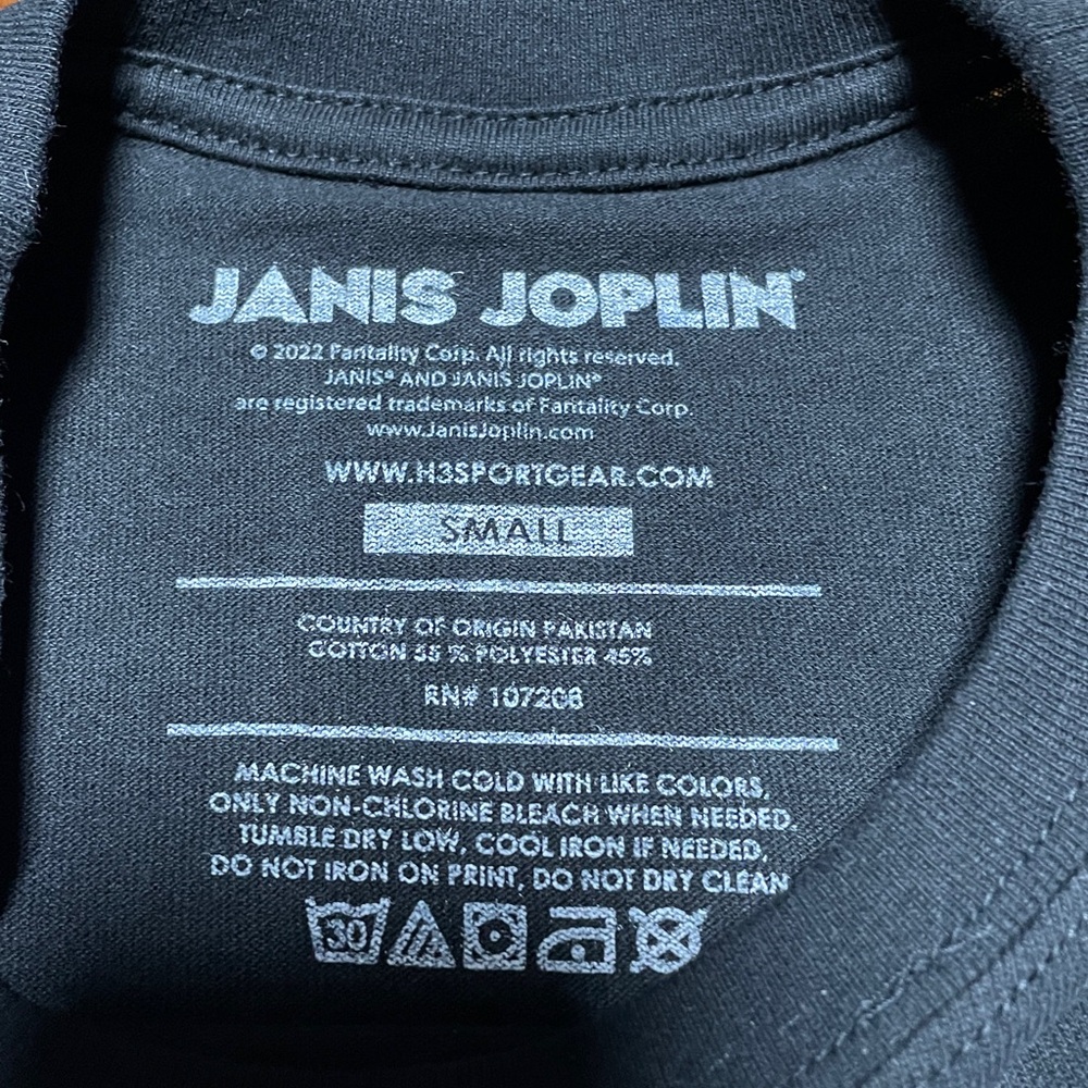 Janis Joplin Black Shirt Men’s Size Small - Picture 5 of 6
